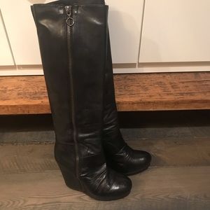 5/48 tall leather boots with wedge.